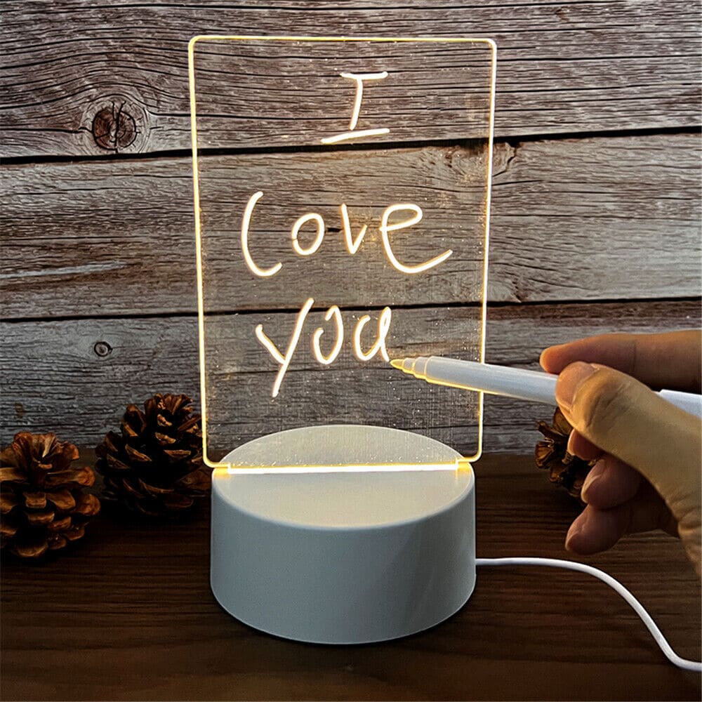 Writing Led Lamp, Led Note Board, Acrylic Erasable Message Small Board, Creative Led Night Light USB Message Board With Pen, Decoration Night Lamp, Rewritable Message Board with Warm Soft Light, LED Photocopying Table Drawing Board