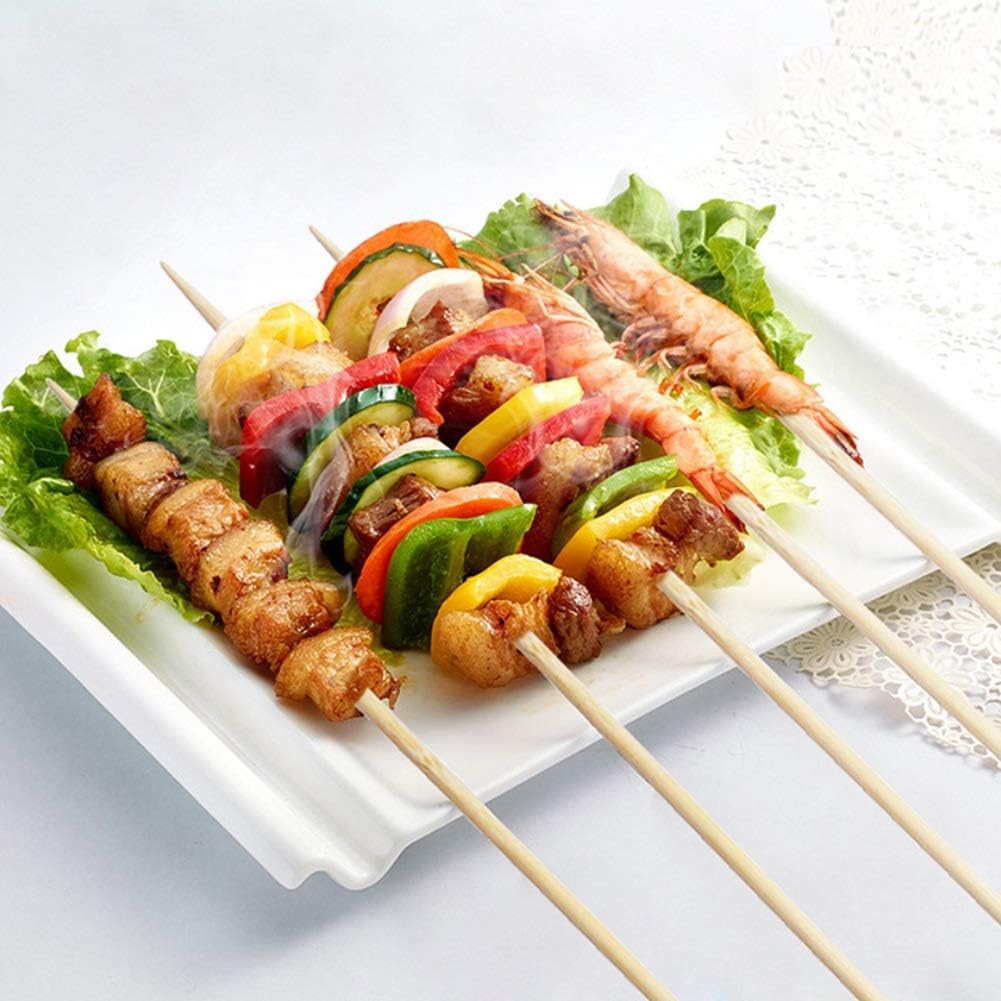 Pack Of 48 BBQ Bamboo Stick, Long & Flat Barbeque Grill Bamboo Stick, Wooden Barbecue Kabob Skewers