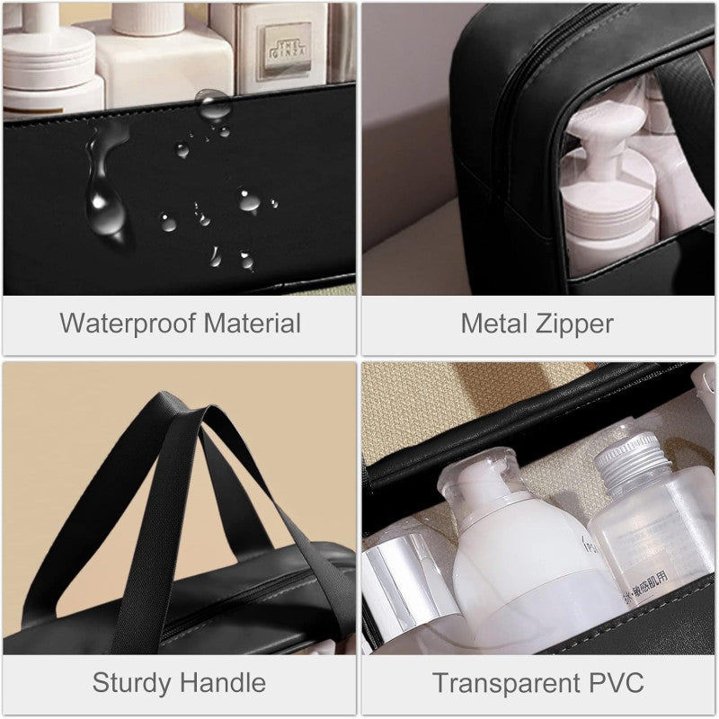 3 Pcs Transparent Cosmetic Bag, Transparent Oriented Makeup Bag, Carry Travel Zippered Pouch Bag, Waterproof Portable Travel Cosmetics Pouch