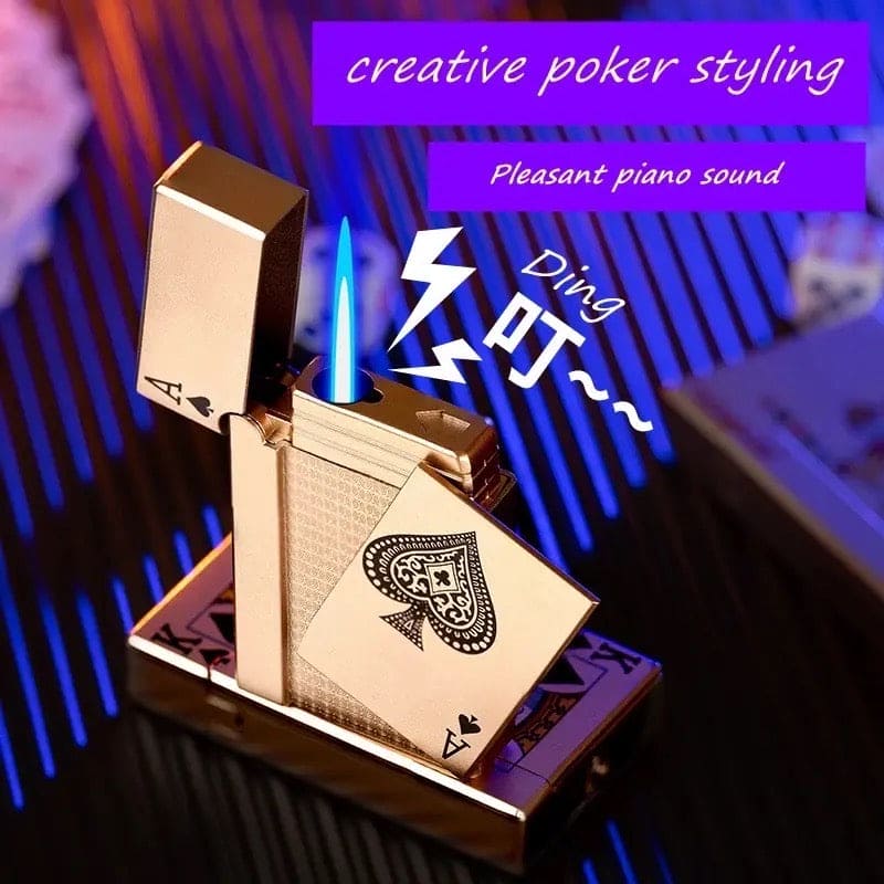 Deck Playing Card Lighter, Ikka Card Pocket Lighter, Metal Poker Jet Lighter, Windproof Playing Card Shape Lighter, Refillable Butane Playing Card Lighter, Creative Jet Flame Pocket Lighter, Flame Dazzling Butane Lighter