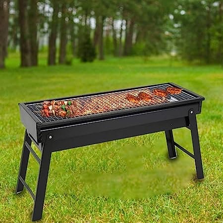 Ashtray BBQ Grill, Charcoal Grill With Stand, Drawer Type Ash Accumulator, Stainless Steel Portable BBQ Tool, Rectangular Charcoal Barbecue Flood Smoke Grill, Iron Portable Folding Charcoal Barbecue Grill for Outdoor, Camping Hiking Picnic Patio Smokers