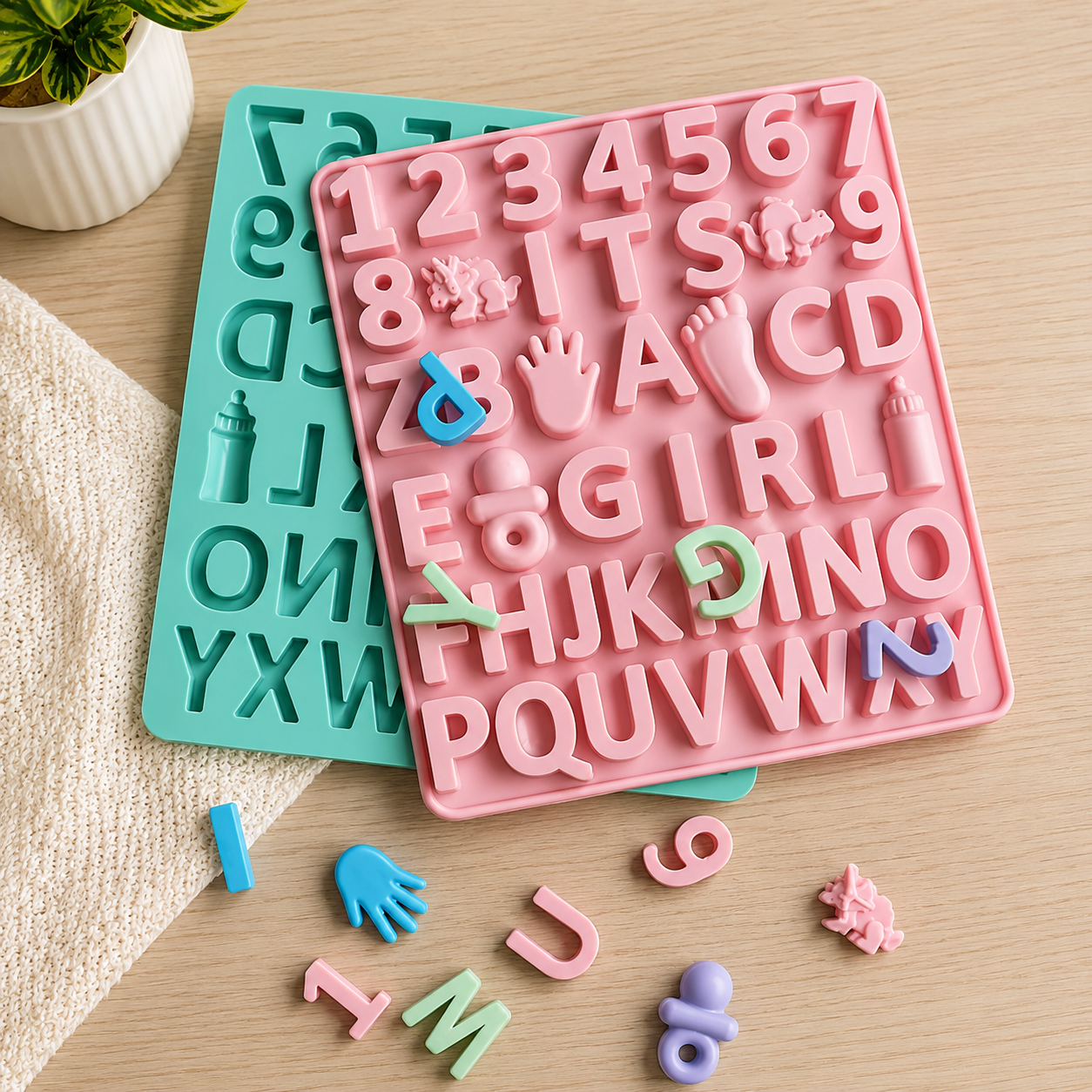 Silicone Alphabet And Number Mold, Baby Theme Alphabet Silicone Mold, 3D Letter And Number Silicone Mold