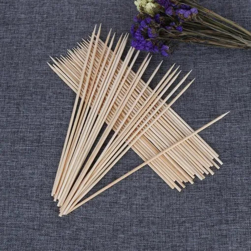 Pack Of 80 BBQ Bamboo Stick, Long & Flat Barbeque Grill Bamboo Stick, Wooden Barbecue Kabob Skewers