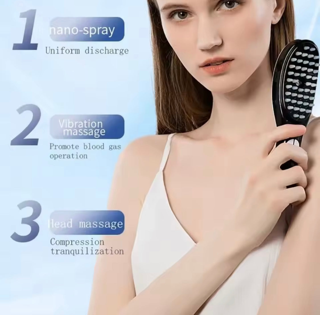 Ultrasonic Vibration Scalp Massager, Electric Scalp Massage Brush, Handheld Vibration Head Massager with Spray, Anti Hair Loss Scalp Massager