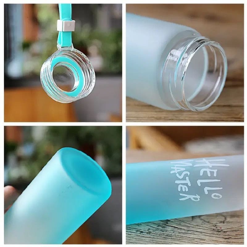 Hello Master Water Bottle, 480ml Transparent Gradient Colorful Bottle, Portable Athletic Stylish Frosted Water Bottle, Large Capacity Misting Water Bottle, Gradient Drinkware Travel Bottle, Outdoor Sport Fitness Water Cup