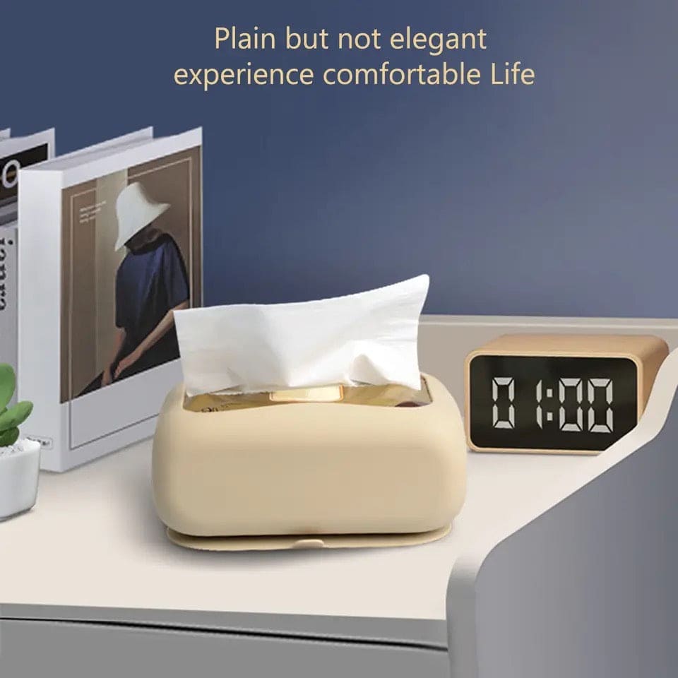 Silicone Tissue Holder Cover, Suction Cup Napkin Storage Cover, Punch Free Tissue Box With Sucker, Foldable Square Napkin Tissue Cover, Universal Refillable Rectangle Tissue Dispenser