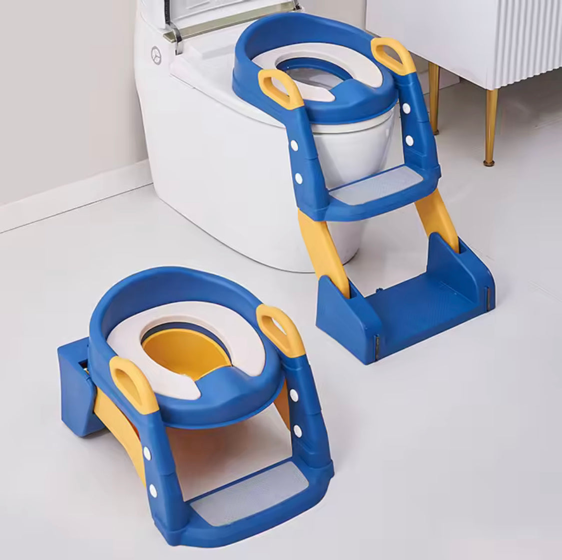Upgraded Portable Toilet Seat, Foldable Toilet Training Seat, Portable 2 in 1 Step Toilet Seat