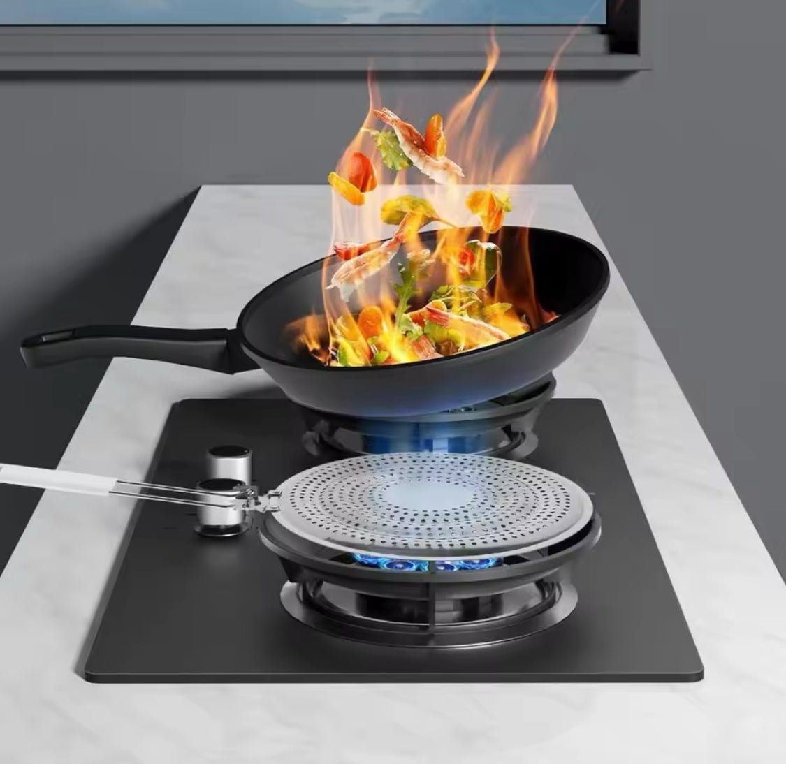 Multipurpose Stainless Steel Stove Heat Diffuser, Kitchen Gadget, Foldable Kitchen Stove Flame Guard Simmer Plate,   Durable Gas Stove Anti Scalding Mat