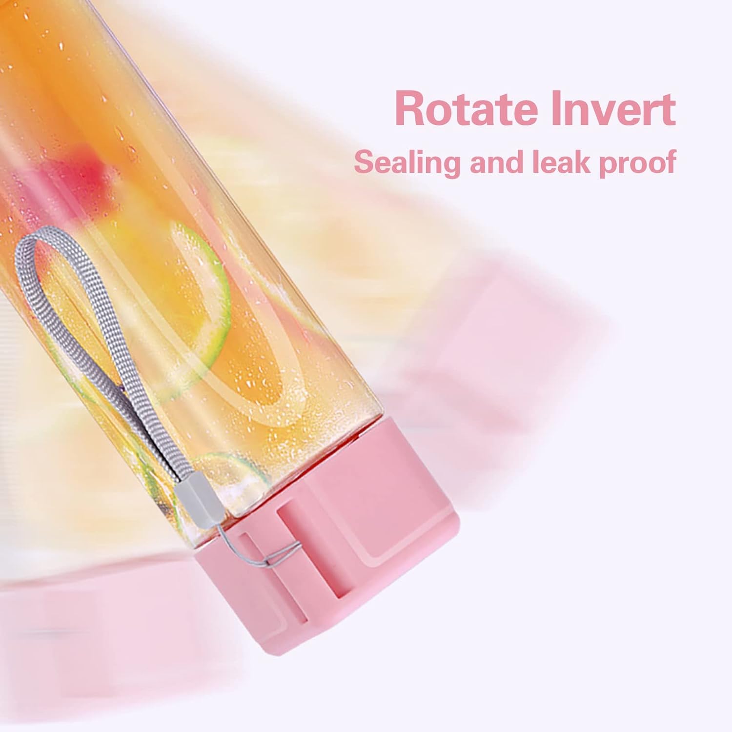 Simple Square Water Bottle, 500ml Plastic Water Cup, Transparent My Bottle With Hanging Rope, Large Mouth Water Cup With Lifting Rope And Lid