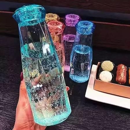 Diamond Water Bottle, Crystal Glass Cup With Lid, 420ml Transparent Bottle With Cover, Portable Exquisite Geometric Summer Bottle, Drinkware Multifunctional Outdoor Sports Glass Cup, Simple Portable Leakproof Bottles