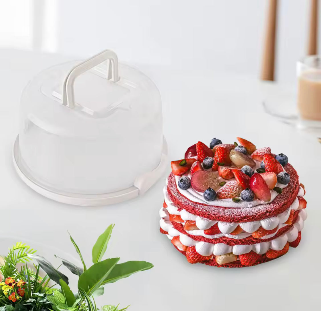 Transparent Airtight Round Cake Storage Box, Portable Muffins Dessert Carrier Box, Cake Carrier With Secure Locking Buckles