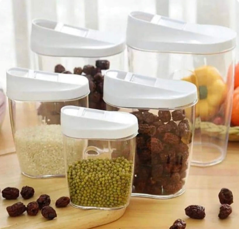 5pcs Transparent Sealed Containers, Cereal Containers Storage Set, Transparent Food Stuff Container Keep Fresh Jar Set