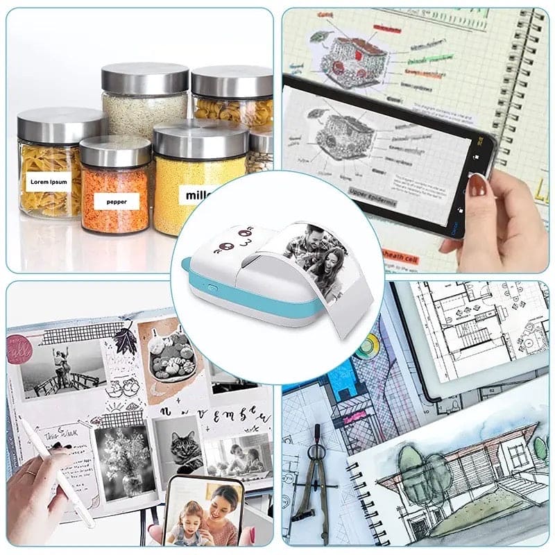 Meow Pocket Printer, Mini Bluetooth Photo Printer, Pocket Printer With 13 Thermal Paper Roll, Wireless Mini Printer For Memo Receipt Label Notes, Thermal Printer Compatible with Android or iOS APP, Smart Thermal Inkless Printer