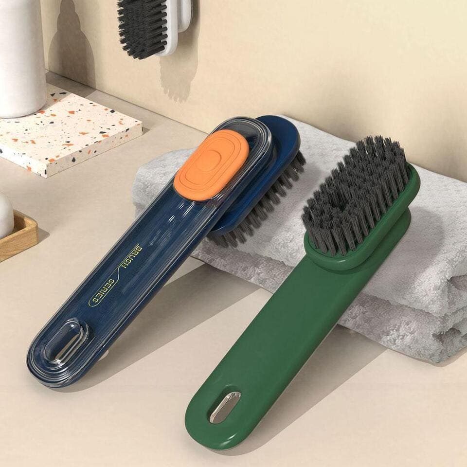 New Liquid Shoe Brush, Shoe Brushes With Liquid Dispenser, Multifunctional Soft Bristled Clothes Board Brush C, Household Laundry Cleaning Brush, Automatic Liquid Discharge Shoes Brush, Long Handle Laundry Clothes Brush Tool
