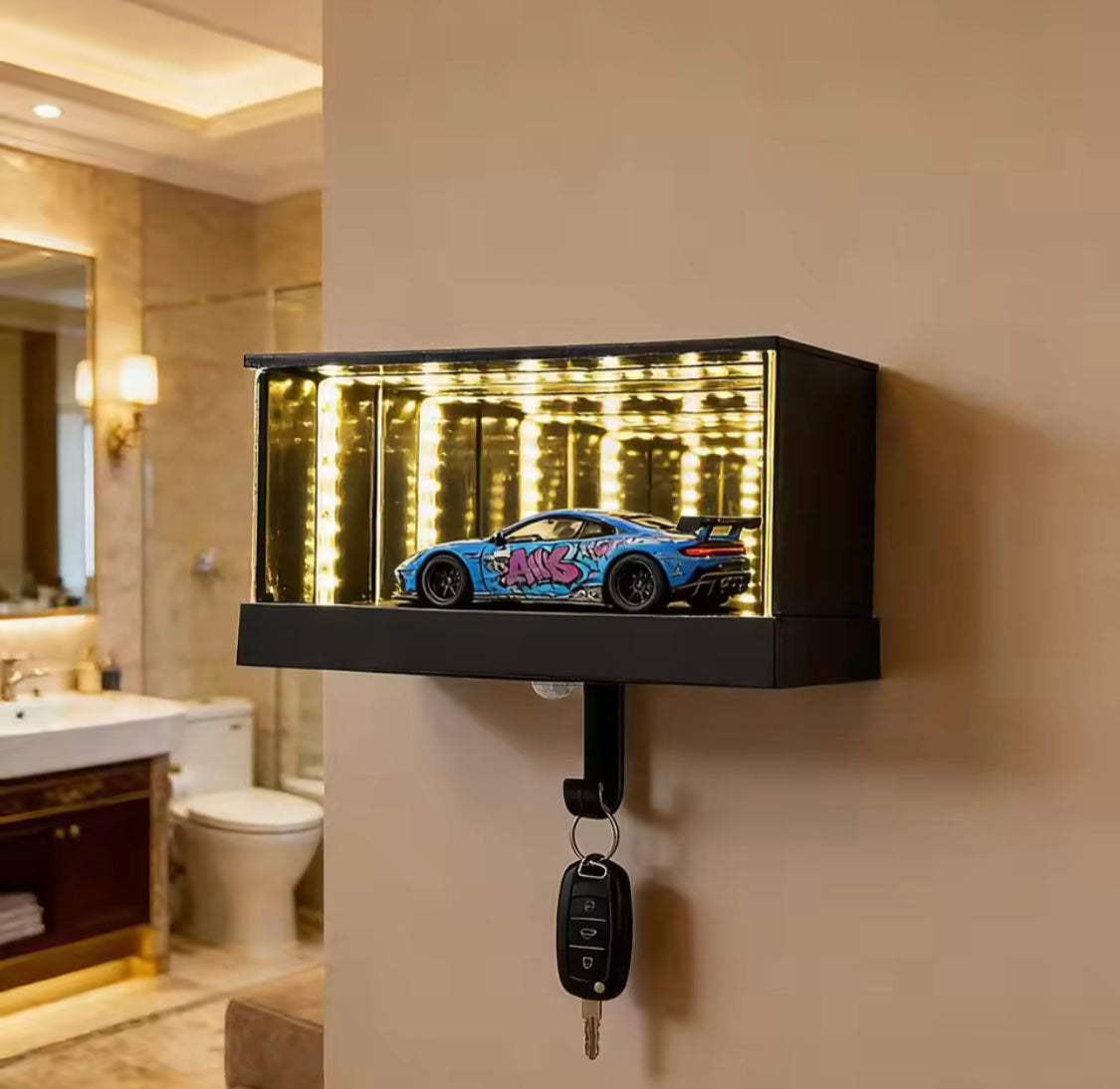 Infinity LED Car Display Key Holder, LED Display Key Box, Luxury Wall Mounted Car Display Shelf, Smart Wall Display Key Organizer