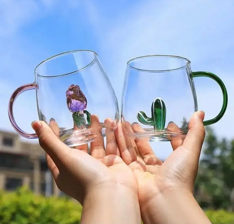 Creative 3D Glass Water Mug, Cartoon Animal Shape Water Cup, Household Breakfast Juice Tea Cute Mug