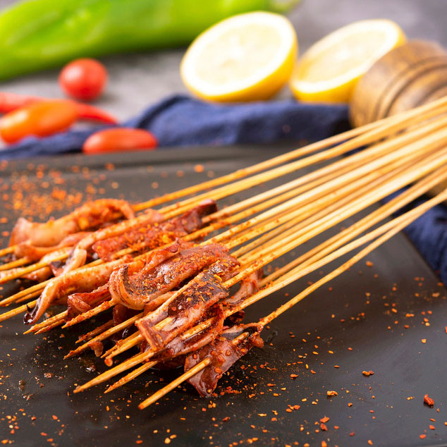 Pack Of 80 BBQ Bamboo Stick, Long & Flat Barbeque Grill Bamboo Stick, Wooden Barbecue Kabob Skewers