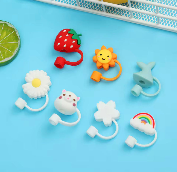 Set Of 3 Silicone Straw Topper, Dust Proof Tumbler Straw Cover, Reusab ...
