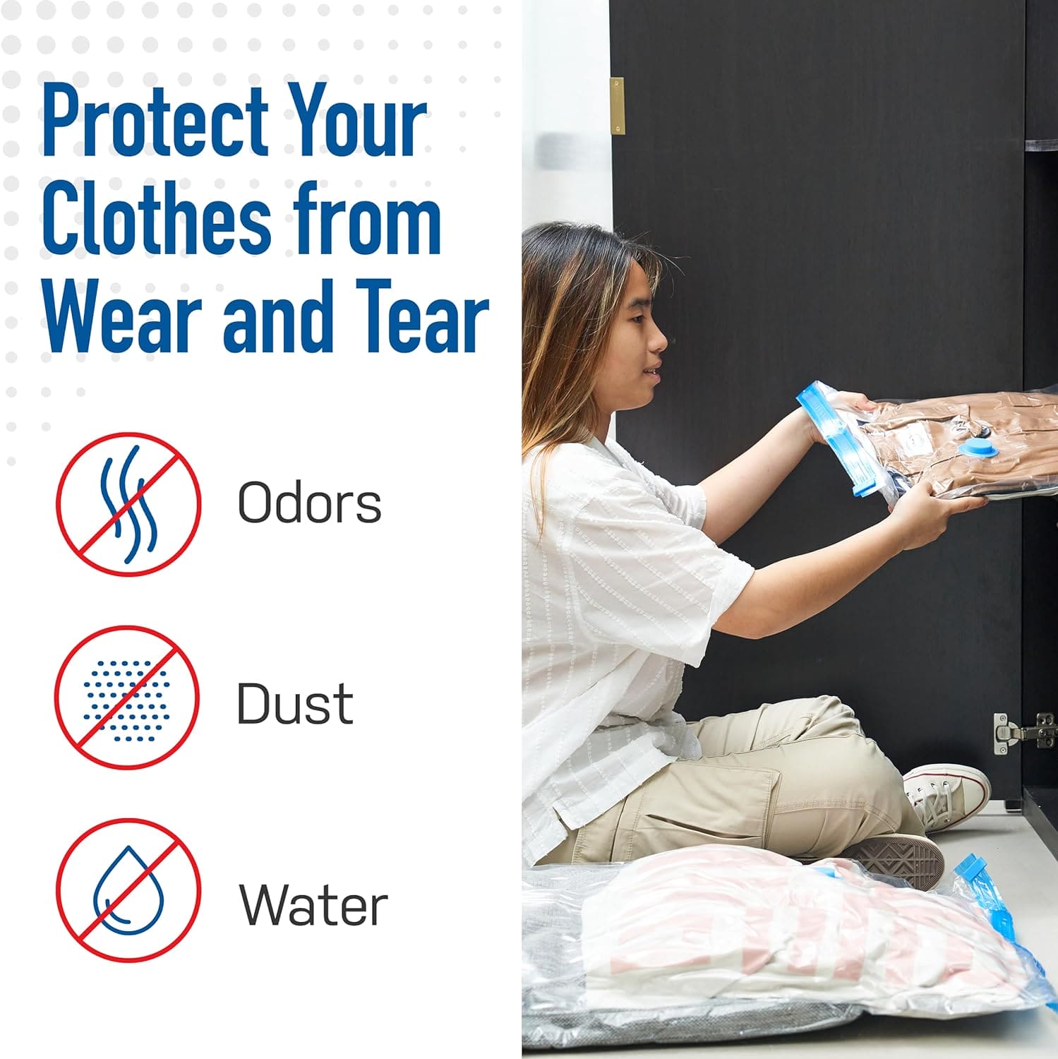 Set Of 5 Vacuum Storage Bags, Pillows Bedding Closet Home Organizer, Space Saver Vacuum Storage Bags, Vacuum Sealing Bag With Double Zip, Vacuum Sealer Bags for Comforters, Blankets, Bedding, Clothing