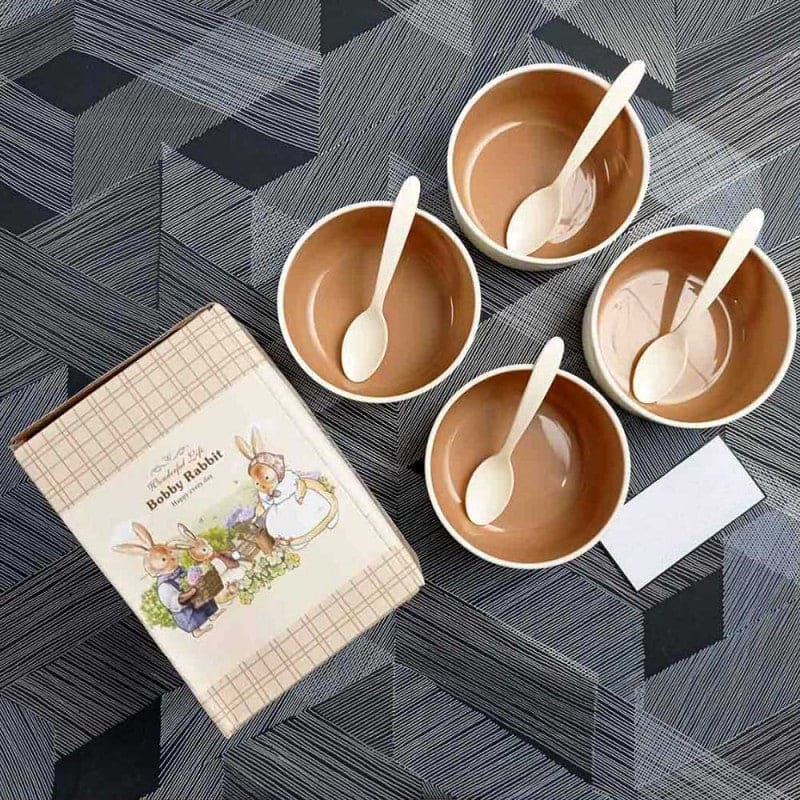 Set of 3 Bobby Rabbit Bowl With Spoons, Plastic Baby Feeding Bowls, Tableware Snack Baby Bowl with Spoon, Food Serving Plastic Bowl Set, Food Containing Plastic Bowls With Spoons For Kids