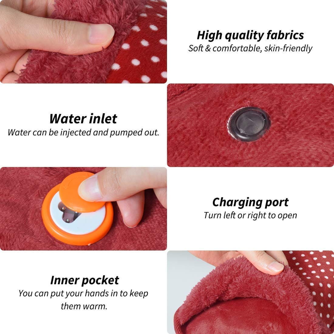 Electric Water Heating Bag, Soft Heating Pad, Rechargeable Hot Water Bag, Water Bag for Pain Relief Winter, Heating Gel Pad-Heat Pouch, Warm Water Bag, Fur Velvet Heating Pad With Hand Pocket