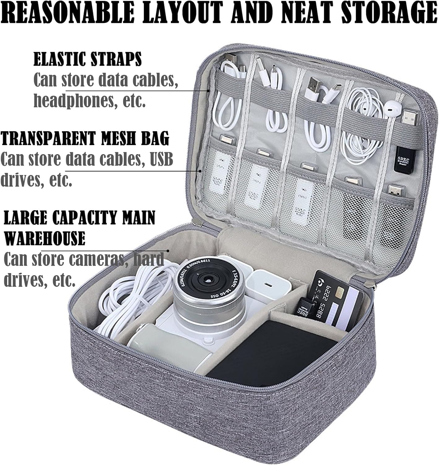 Portable Digital Storage Bag, Waterproof Cable Organizer Pouch, Multifunction Travel Storage Bag, Zipper Data Arrange Bag, Sundries Daily Necessities Digital Storage Bag, Electronics Organizer Travel Bag