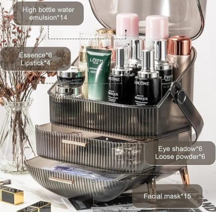 Makeup Storage Organizer, Clear Cover Cosmetic Display Case Makeup Box, Desktop Makeup Organizer With Lid