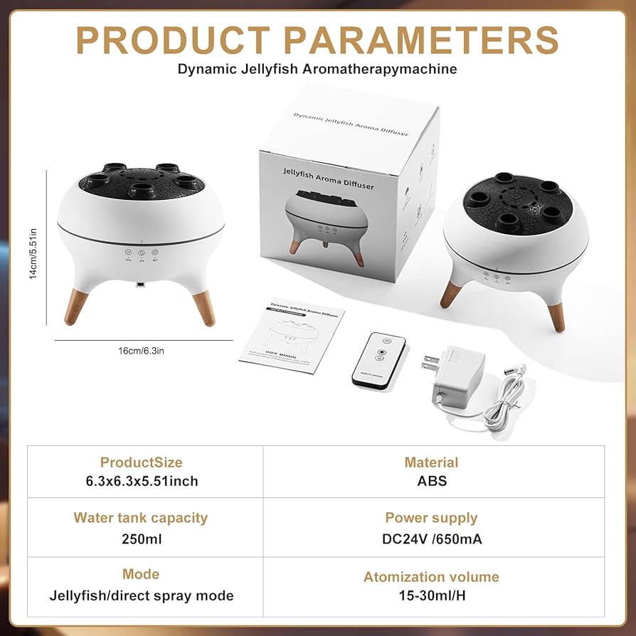 Dynamic Jellyfish Air Humidifier, Bedroom Diffuser With Remote Control, Humidifier With Colorful Night Lights