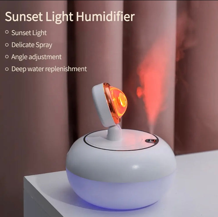 Sunset Night Light, 2 In 1 Mini Wireless Sunset Lamp, Air Humidifier Sunset Lamp