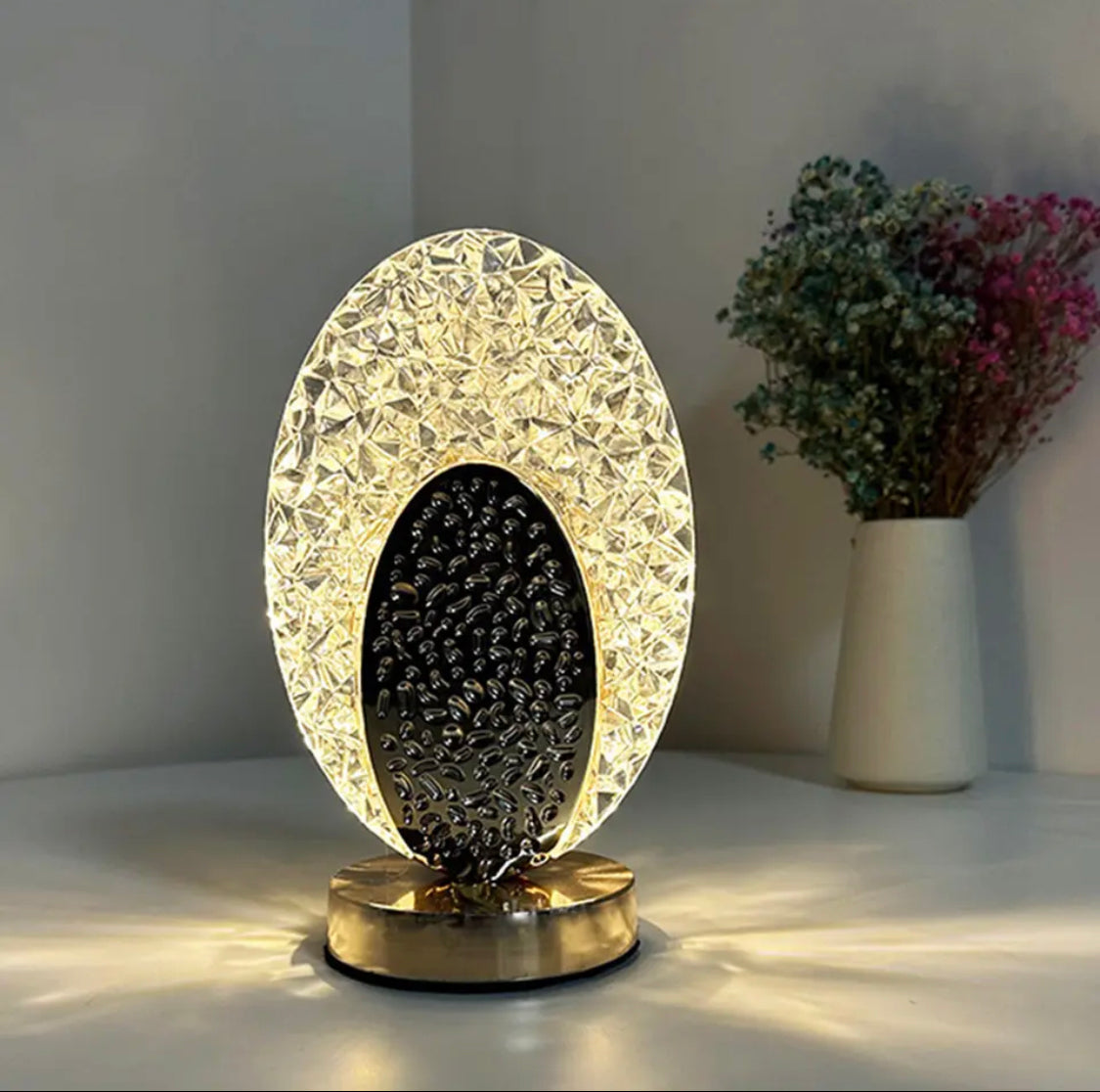 USB Cordless Desk Light, Touch Control Crystal Beside Lamp, Portable Night Light Bedside Lamp