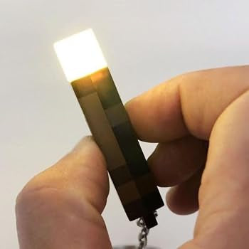 Minecraft Mini Torch Lamp Keychain, Portable Mini Torch Keychain, Pixel Style LED Keychain Flashlight