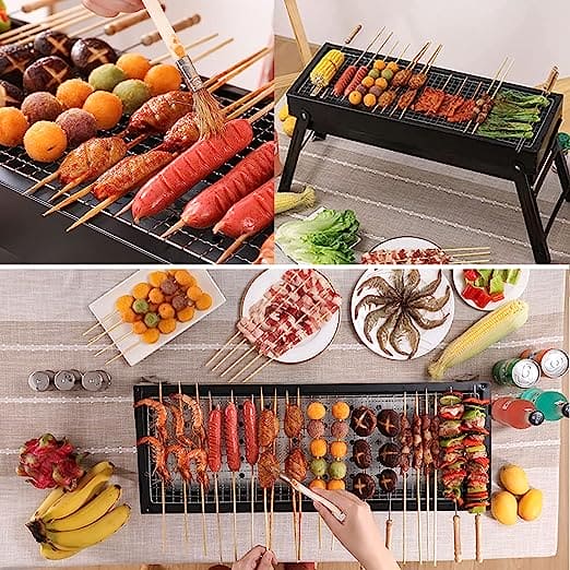 Ashtray BBQ Grill, Charcoal Grill With Stand, Drawer Type Ash Accumulator, Stainless Steel Portable BBQ Tool, Rectangular Charcoal Barbecue Flood Smoke Grill, Iron Portable Folding Charcoal Barbecue Grill for Outdoor, Camping Hiking Picnic Patio Smokers