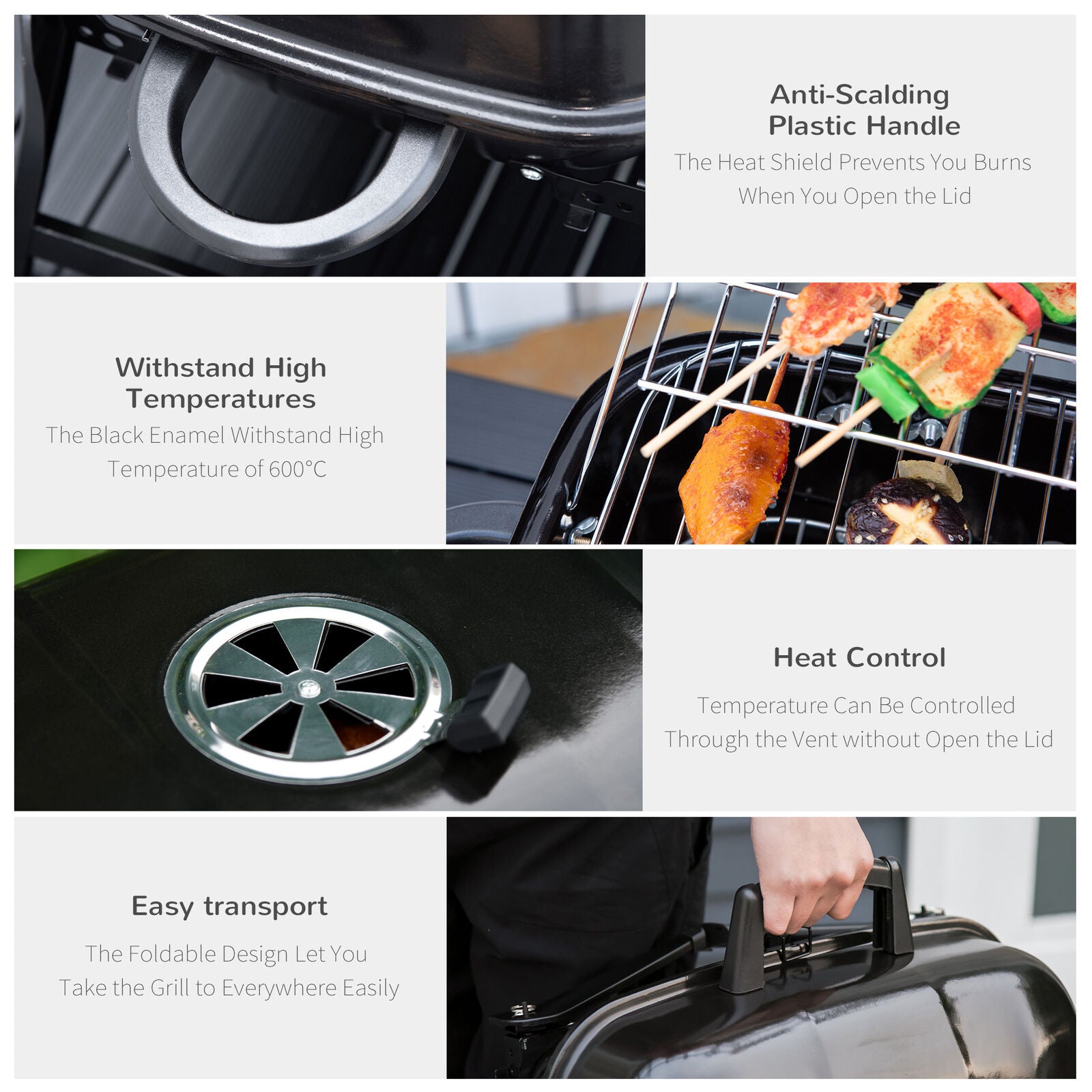 Foldable Tabletop BBQ Grill, Portable Small Charcoal Grill, Mini Tabletop Smoker Camping Cooker, Stainless Steel Portable Collapsible Barbecue Shelf