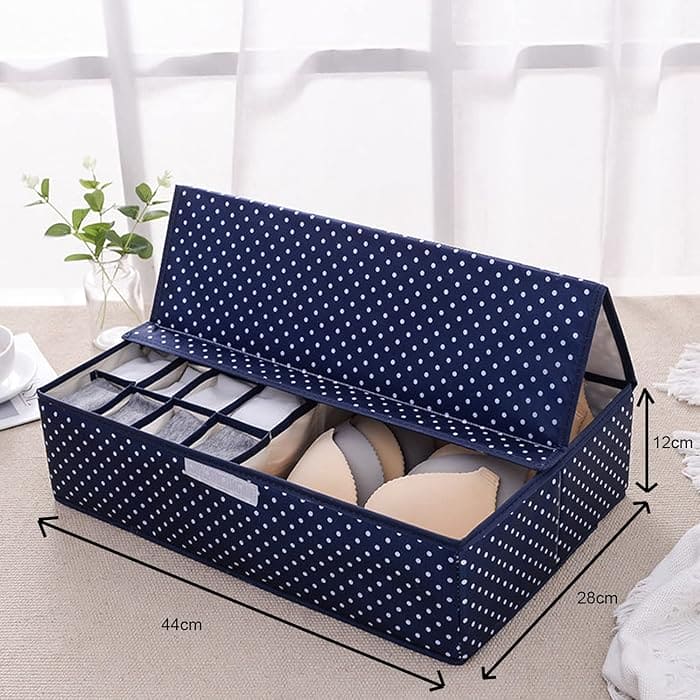 Printed Garment Storage Box, 17 Grid Foldable Storage Organizer, Home Oxford Cloth Storage Box, Multi Use Wardrobe Sorting Box, Foldable Washable Dustproof Organizer, Underpants Socks Storage Organizer