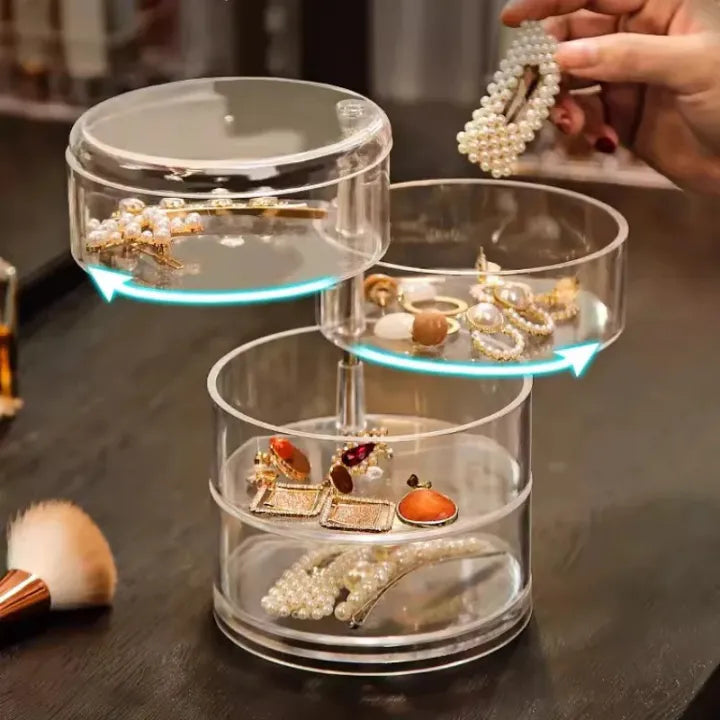 Acrylic Transparent Rotating Jewellery Box, 5 Layers Round Shape Jewellery Organizer, Multilayer Rotating Jewelry Box,