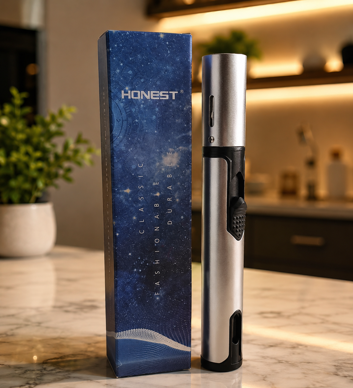 Heavy Duty Butane Flame Lighter, Smart Jet Flame Lighter, Turbo Flame Kitchen Lighter, Refillable Windproof Kitchen & BBQ Lighter