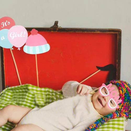 25 Pcs Baby Shower Props, It's A Girl/ Boy Decorations Party Baby Shower Photo Booth, Mommy to Be Sash Baby Shower Party