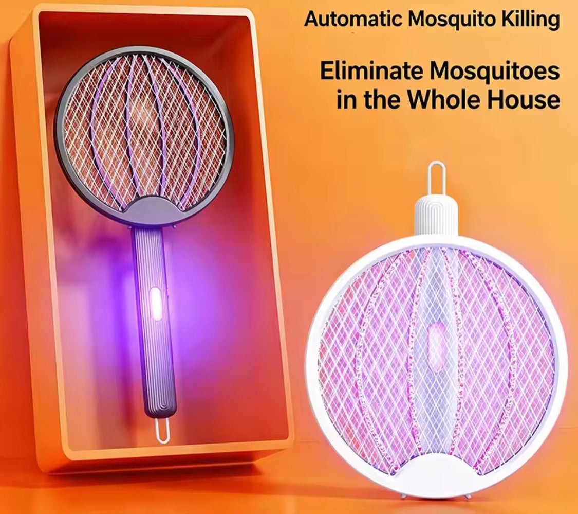 3 In 1 Foldable Electric Mosquito Swatter, Rechargeable Mosquito Killer Racket, Anti Mosquito Fly Trap, Home Bug Insect Racket, Electric Fly Swatter For Home and Outdoor