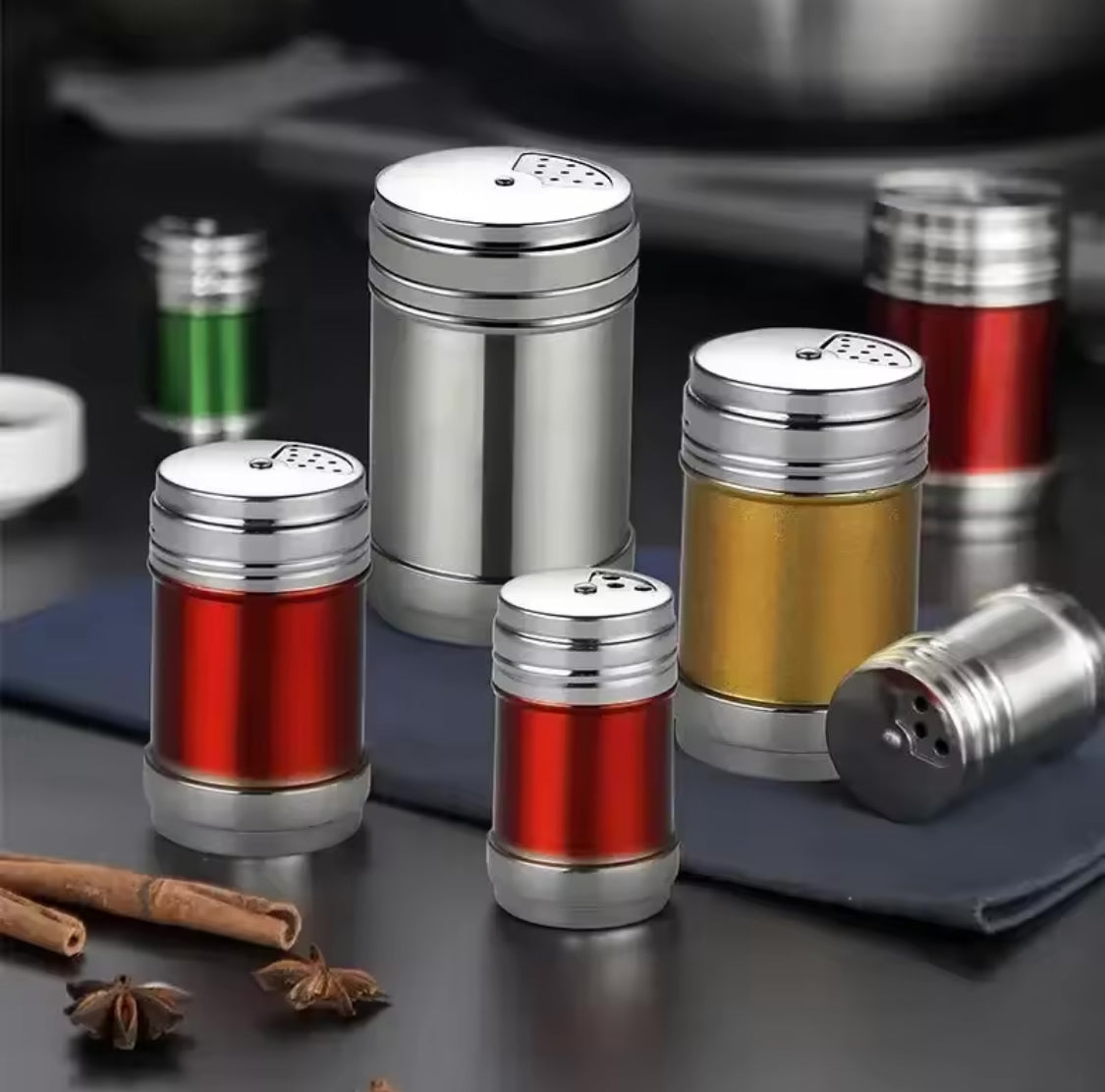 Stainless Steel Salt and Pepper Jar, Stainless Steel Spices Jar, Stainless Steel Rotating Seasoning Jar, Stainless Steel Seasoning Bottle