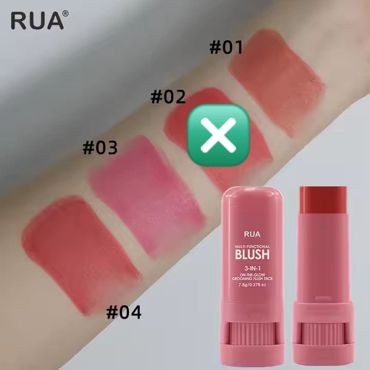 Pigmented Blush Stick, Solid Balm Matte Blush Contouring Stick, Long Lasting Water Resistant Blush Stick