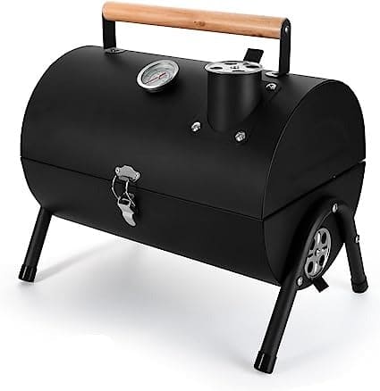 Round Folding BBQ Grill, Outdoor Tabletop Barbecue Grill, Multifunctional Portable Charcoal Grill, Compact Camping Grills for Outdoor Cooking, Smokey Charcoal Grill, Small Charcoal BBQ Grill Kitchen Cooking Tools, Counter Top Double Sided BBQ Oven