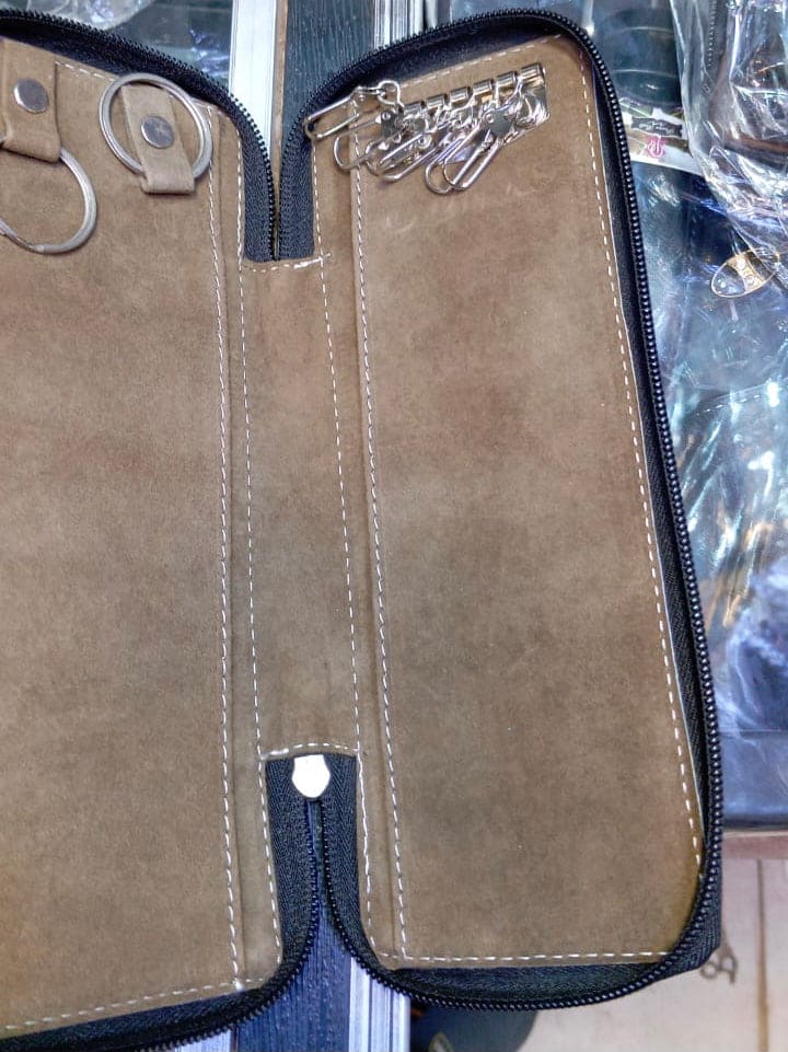 Leather Keychain Pouch, Personalized Key Holder, Wallet Style Snap Close Keyrings, Engraved Key Case