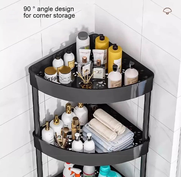 Triangle Shape Bathroom Corner, Large-Capacity Organizer Shelves, 2 Layer Storage Rack