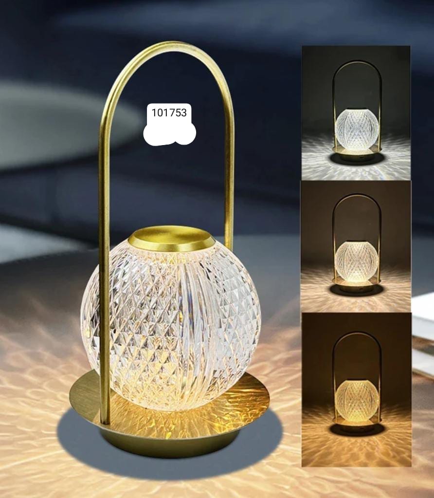 Retro Creative Metal Table Lamp, Portable Desk Lamp, Home decoration Crystal Ball Table Lamp