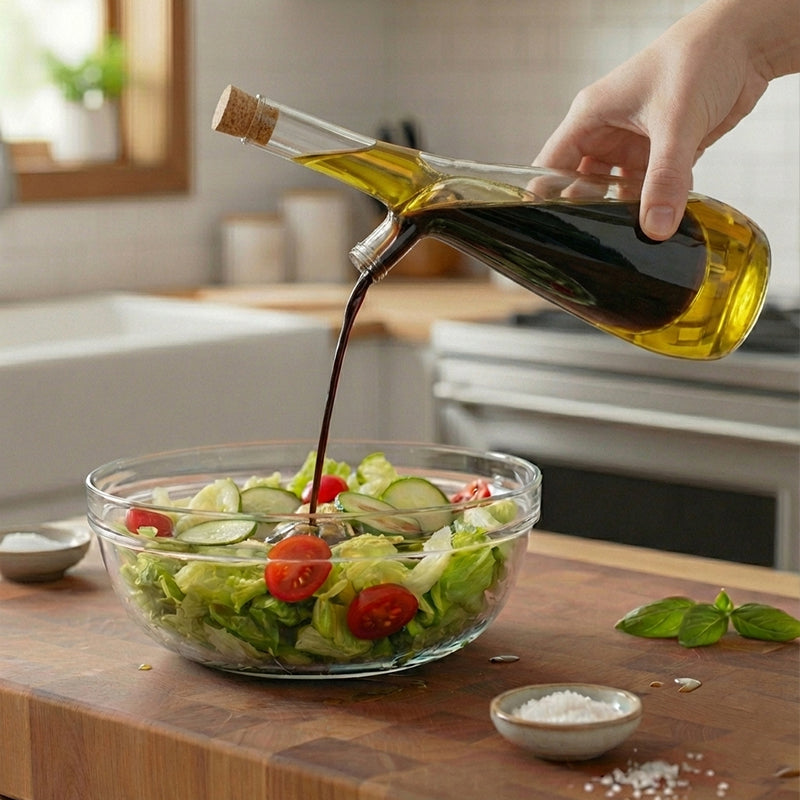 Double Layer Glass Oil Jug, Oil Cruet Jar, Oil And Vinegar Dispenser