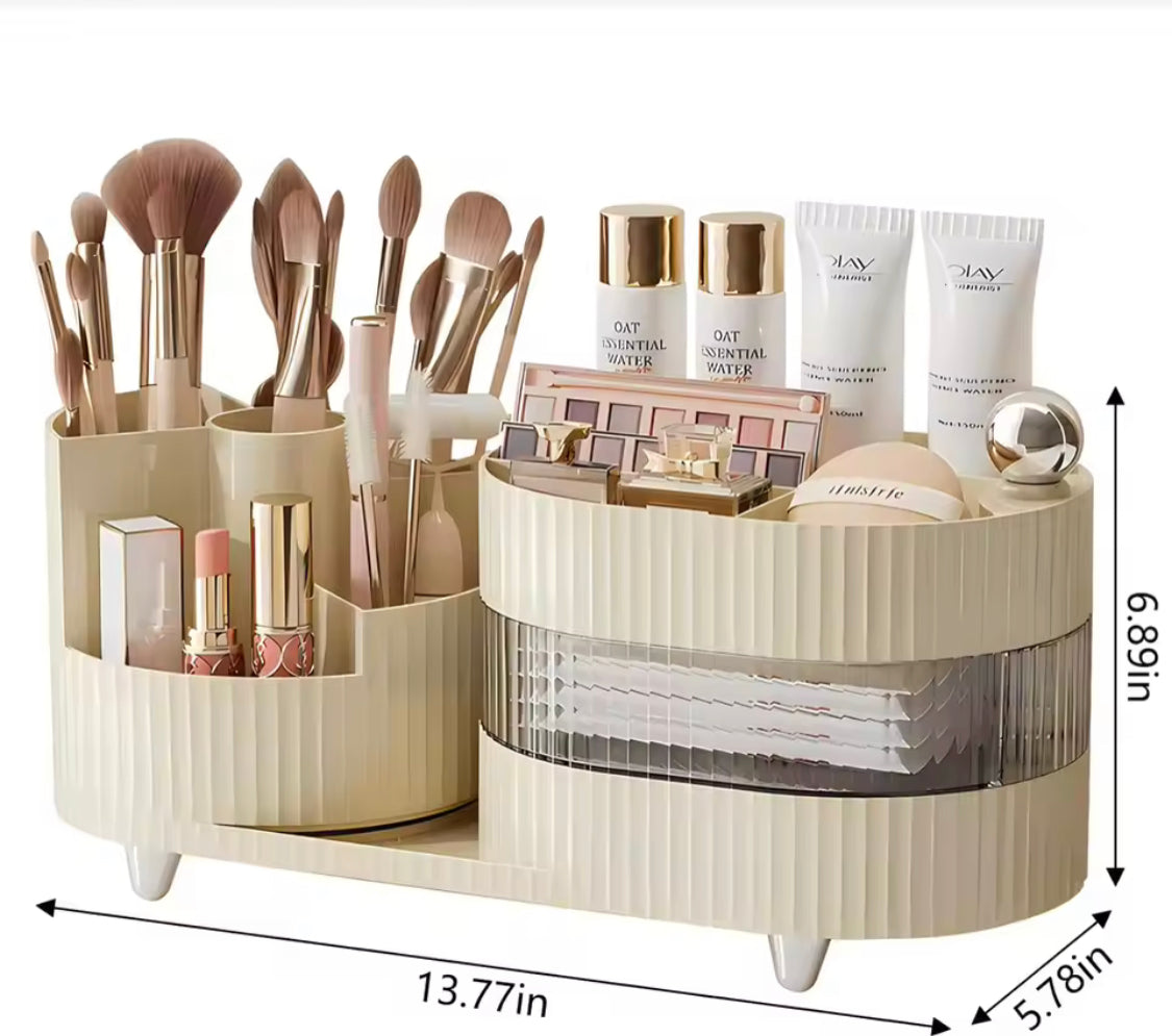 360° Rotating Makeup Brush Holder, Cosmetic Storage Countertop Organizer, Large Capacity Cosmetic Storage Case