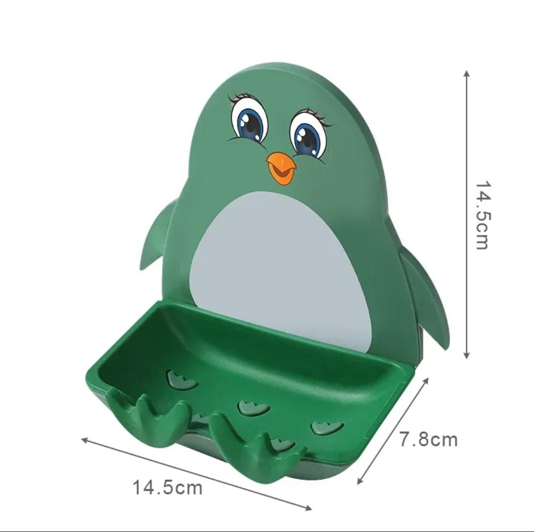 Cute Penguin Soap Box, Penguins Shape Soaps Box with Hook, Cute Drain Toilet Free Punch Shelf Soap Box, Bathroom Soap Case, Dormitory Bath Soap Dish