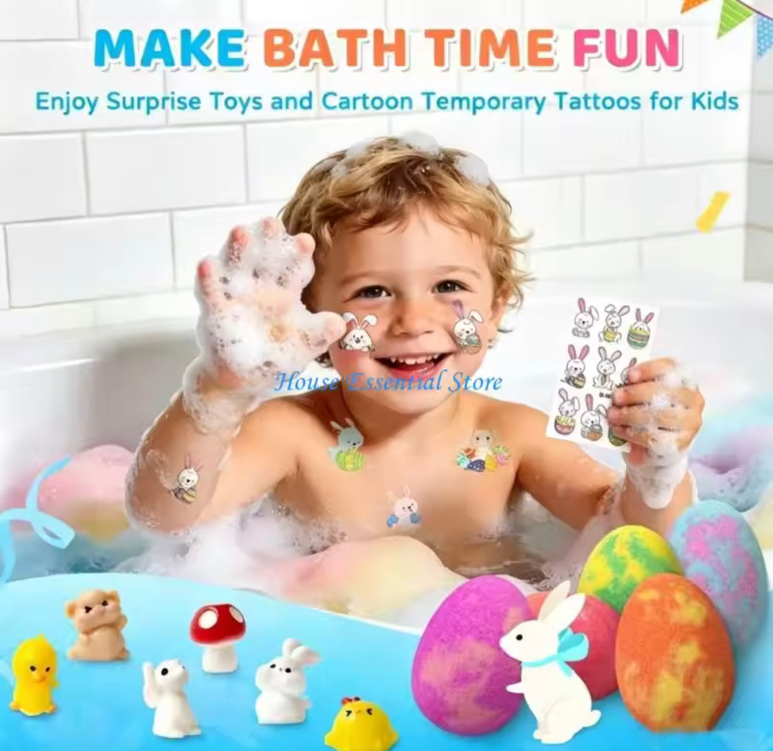 Kids Bubble Bath Balls Bomb Toy, Bubble Balls with Surprise Toys, Cleansing Body Bath Salt Balls