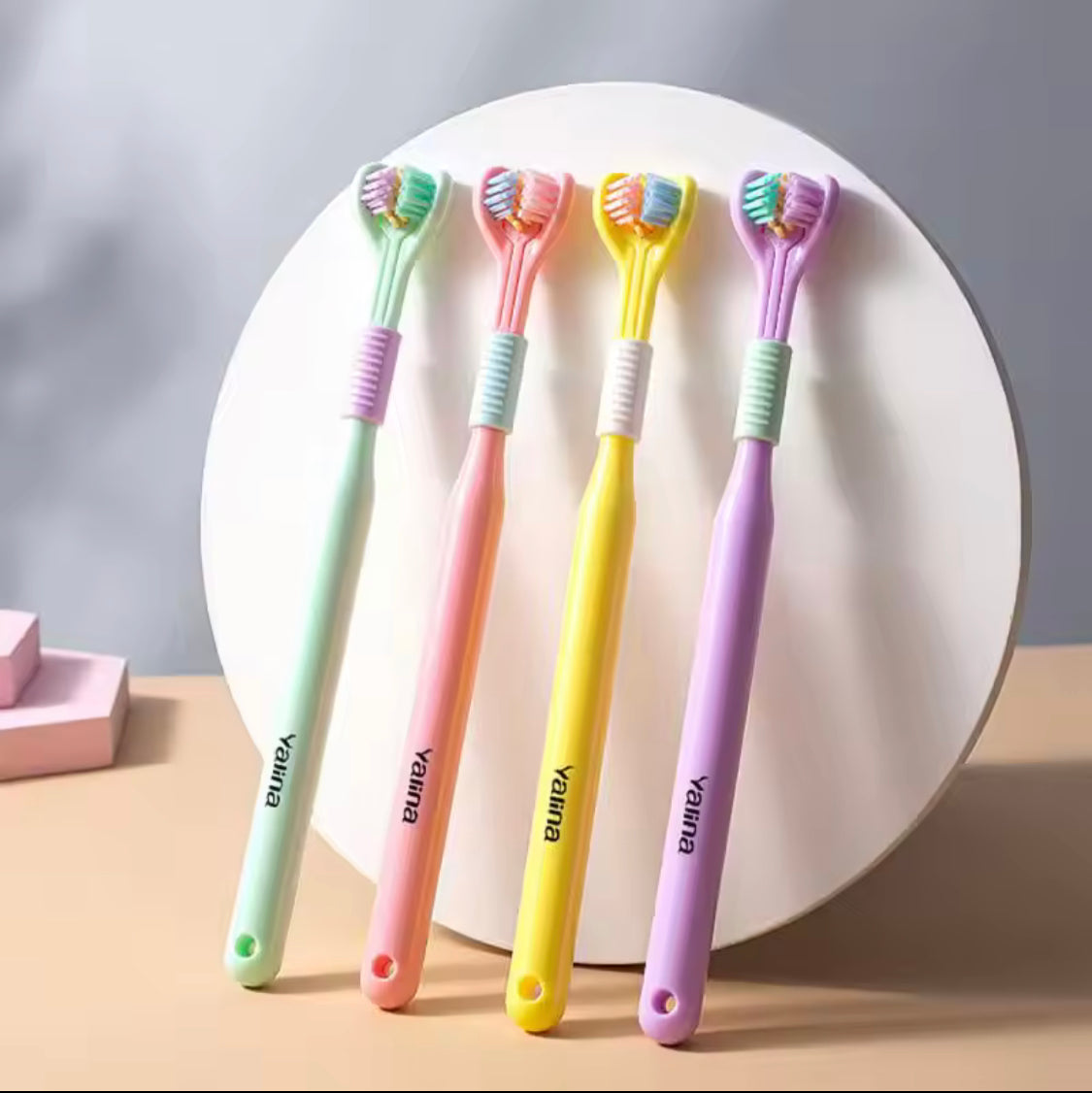 Soft Bristle 3 Sided Toothbrush, Oral Care Safety Toothbrush, Deep Cleaning Baby Toothbrush