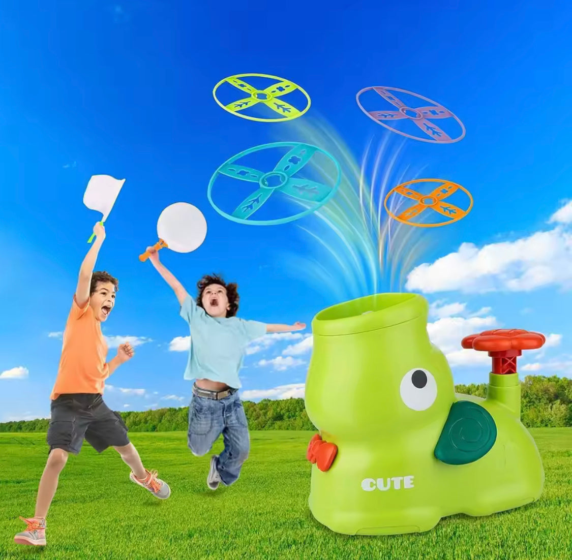 Kids Flying Saucer Launching Toy, Discs Flying Catching Toy, Eye Coordination Flying Disc Game